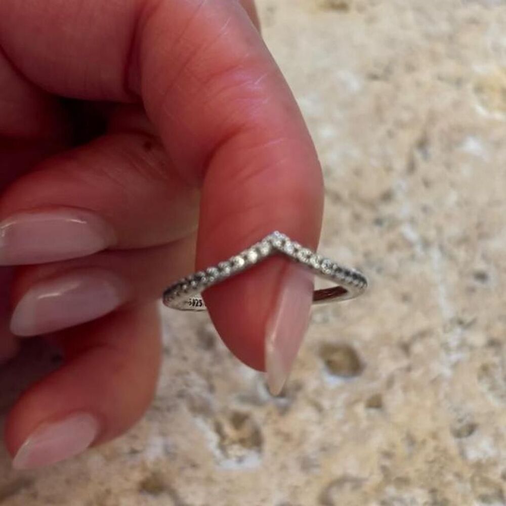Pandora Sparkling Wishbone Ring silver size 6